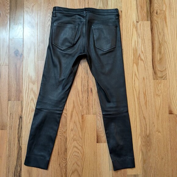 CURRENT ELLIOTT THE SIDE SLIT CROPPED LEATHER LEGGING, SZ 28 Black Retail $998 - Picture 2 of 9